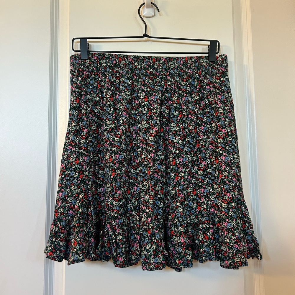 LOFT Multicolor Floral Skater Skirt